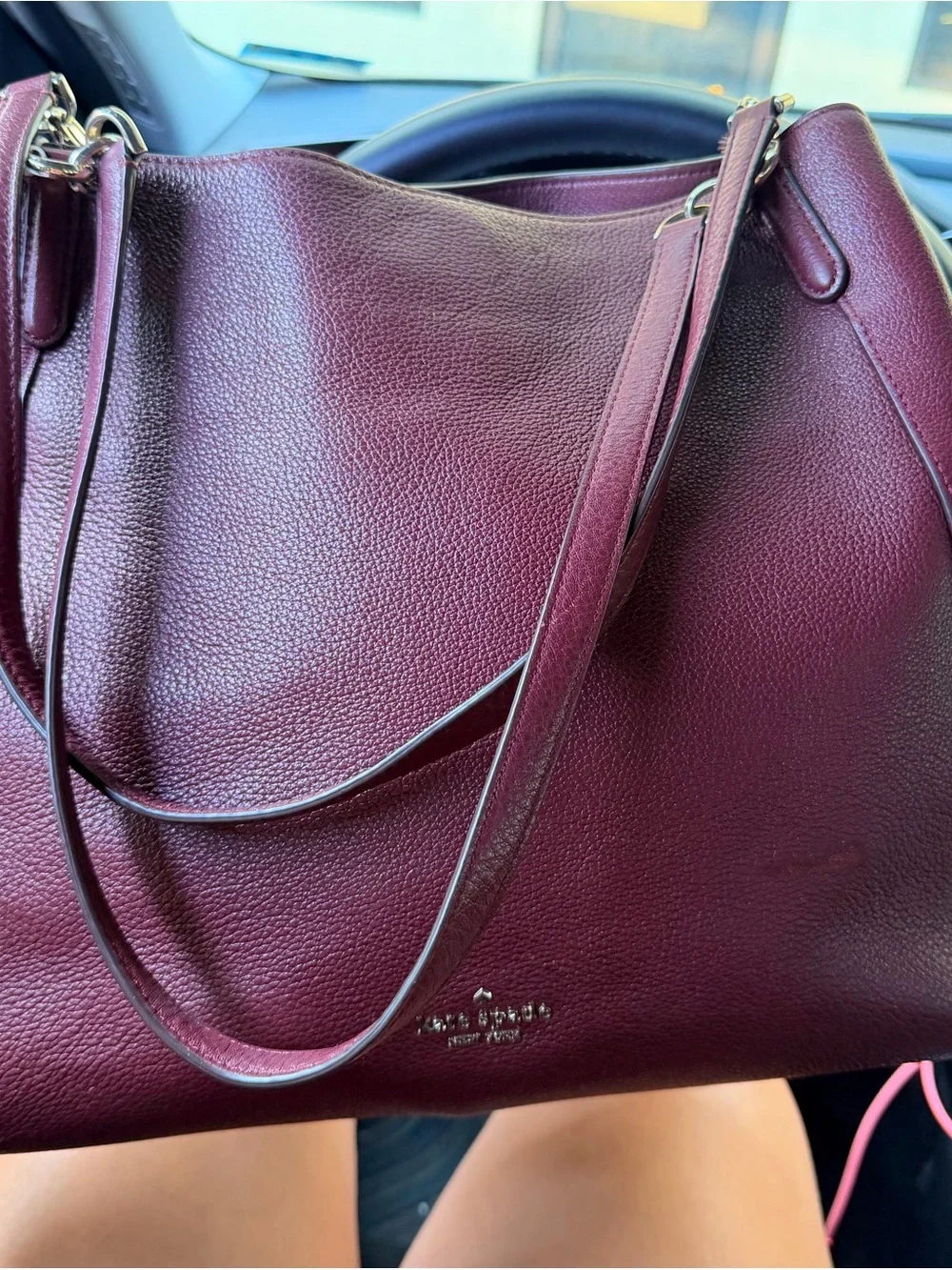 ✨KATE SPADE Pebbled Leather Shoulder Bag - Burgundy